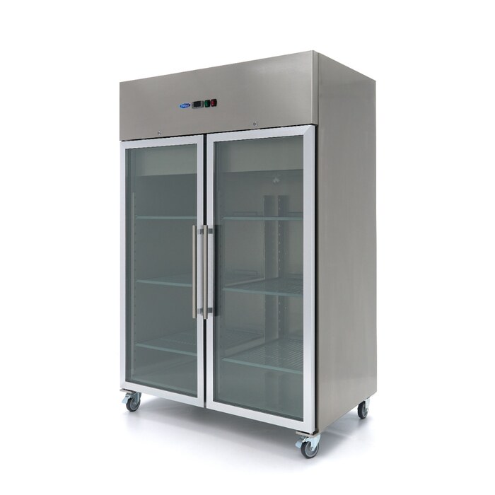 Maxima Kühlschrank · 1200 l · 6 Einstellbare Regale (2/1 GN) · Rostfreier Stahl · mit Glastür