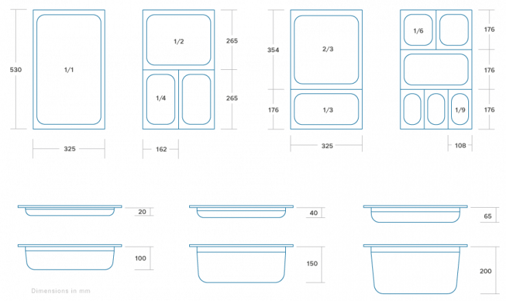 Gastronormbehälter - 1/2 GN - 4 cm tief - Antihaftbeschichtung