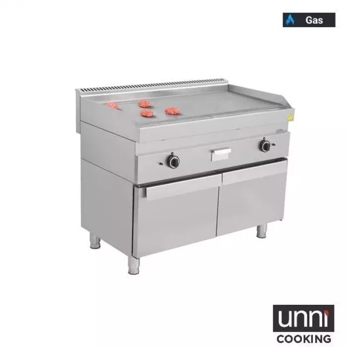 Gas-Bratplatten 650 Serie Edelstahl 1/3 geriffelt 2/3 glatt