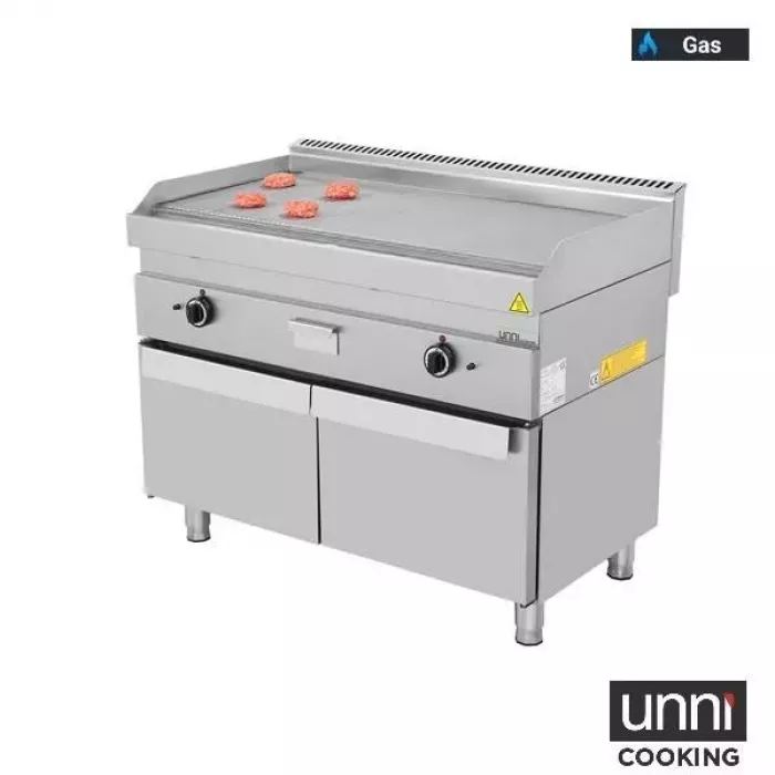 Gas-Bratplatten 650 Serie Edelstahl 1/3 geriffelt 2/3 glatt