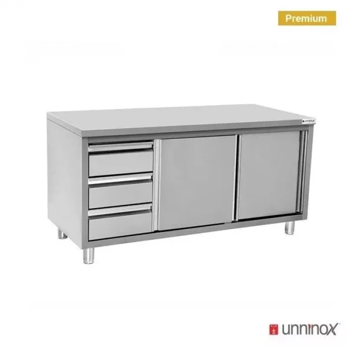 Arbeitsunterschrank 1800x600x850mm mit 3 Schubladen links, ohne Aufsatz
