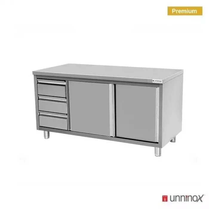 Arbeitsunterschrank 1800x600x850mm mit 3 Schubladen links, ohne Aufsatz