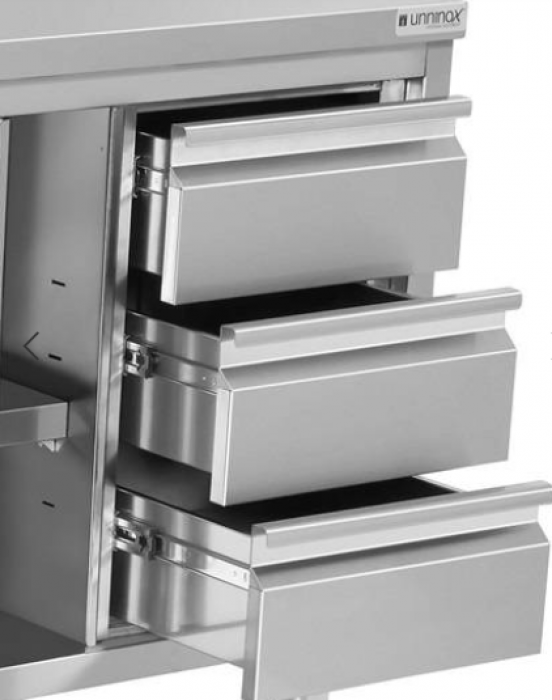 Arbeitsunterschrank 1800x600x850mm mit 3 Schubladen links, ohne Aufsatz