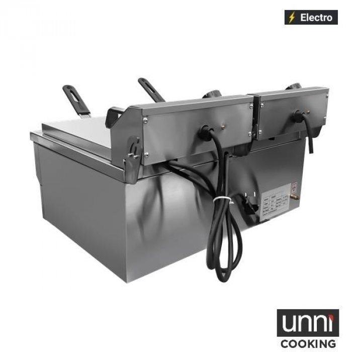 Elektrofritteuse UnniCooking 2x8L Budget – kompakt, Temperaturregelung, Ablasshahn