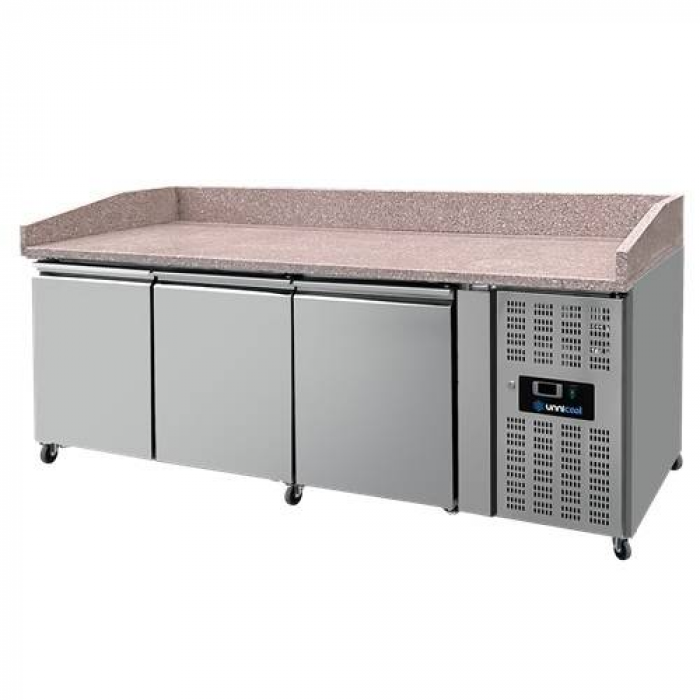 Pizza Kühltisch 3 Türen 202x80x100cm 580L Edelstahl Umluft