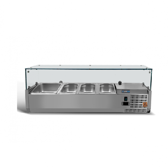 Gekühlte Arbeitsplatte 1600 mm Edelstahl für 7x GN 1/3 Behälter