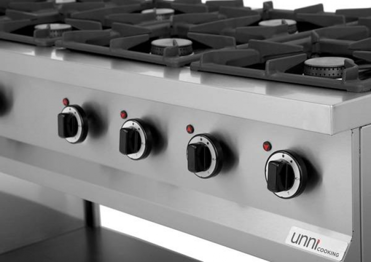 Gasherd OCK-8 mit 6,5 kW Doppelbrennern und Zündflamme