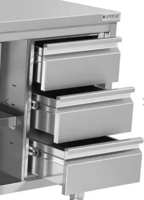 Arbeitsunterschrank 1500x600x850mm ohne Aufsatz, 3 Schubladen links