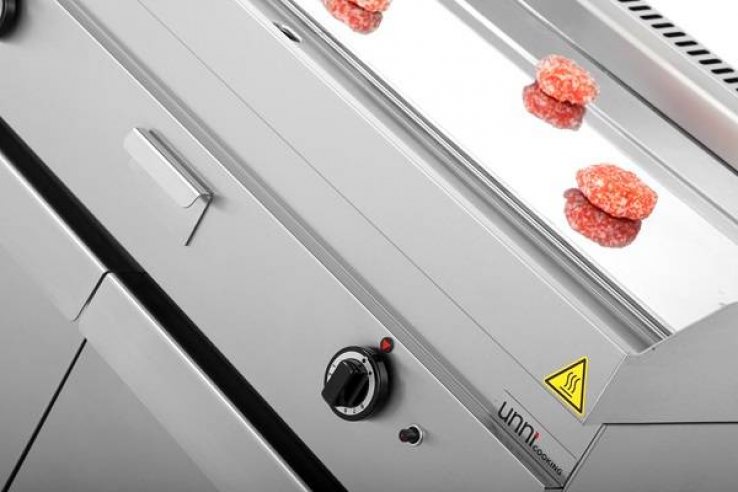 Gas-Bratplatte 650 Chrom Edelstahl Antihaft Gastronomie