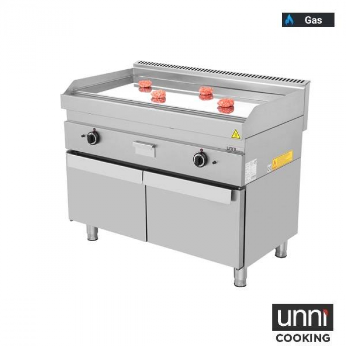 Gas-Bratplatte 650 Chrom Edelstahl Antihaft Gastronomie