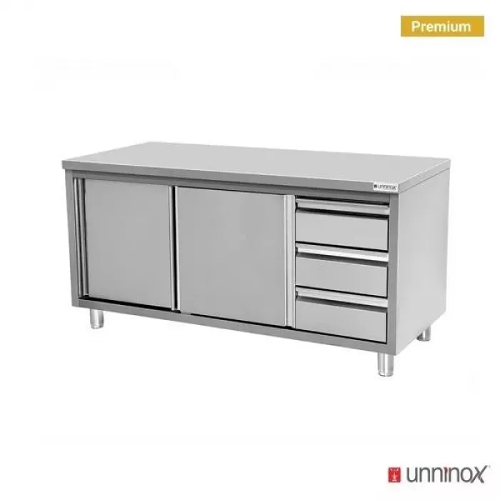Arbeitsschrank 1500x600 mm mit 3 Schubladen rechts, ohne Aufsatz