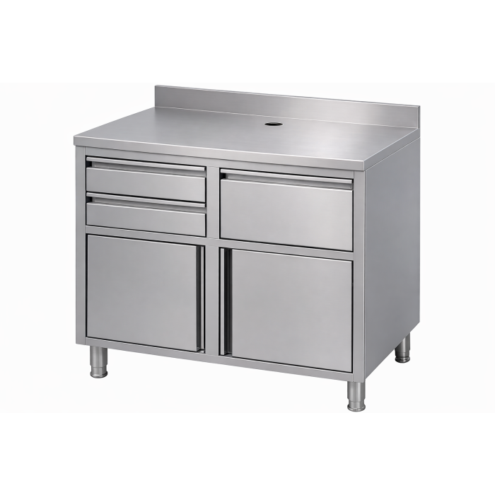 Edelstahl Arbeitstisch 1250x600x1150 für professionelle Arbeitsbereiche