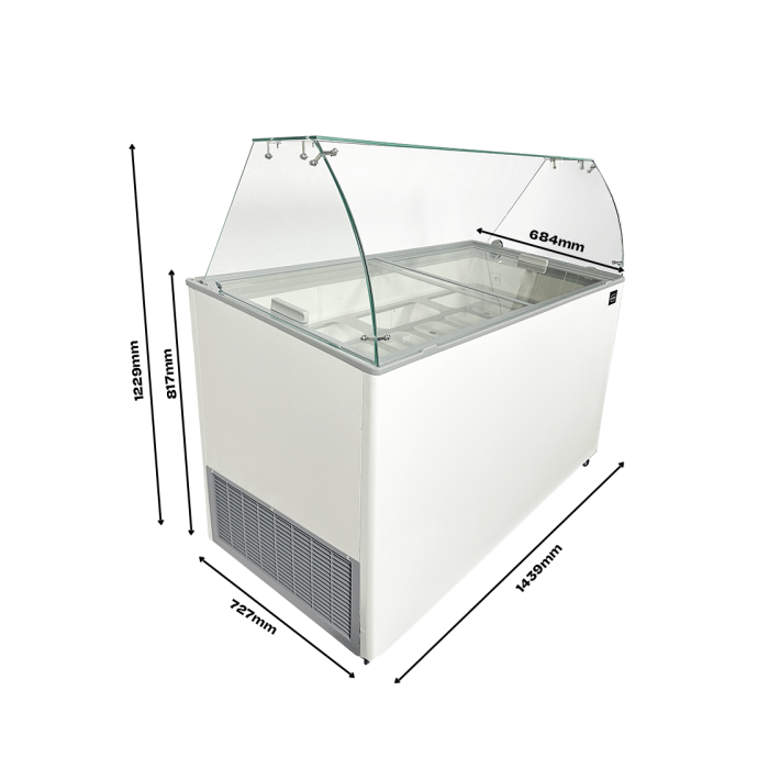 Speiseisvitrine Tenerife Weiß 10x5 Liter 454 Liter 1439x727x1229 mm
