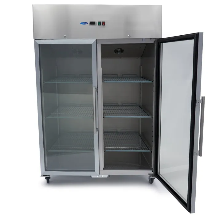 Gastro Gefrierschrank 1200 Liter mit Glastür aus Edelstahl