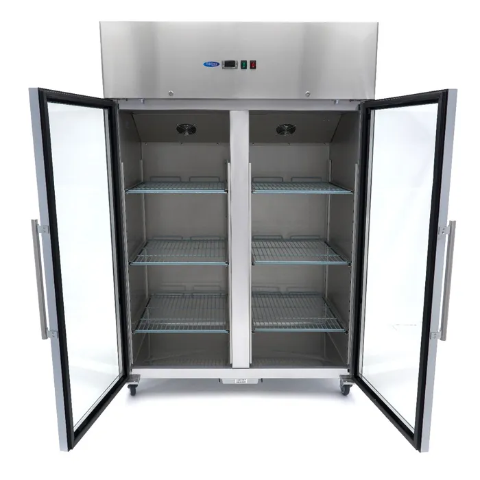 Gastro Gefrierschrank 1200 Liter mit Glastür aus Edelstahl