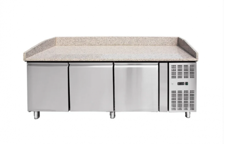 Pizzakühltisch Granit-Arbeitsplatte 3 Türen 580 Liter 2025x800x1000 mm