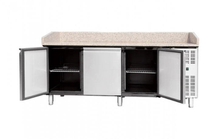 Pizzakühltisch Granit-Arbeitsplatte 3 Türen 580 Liter 2025x800x1000 mm