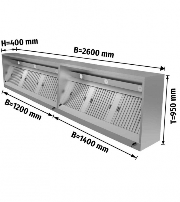 Kastenhaube mit LED Beleuchtung B 260x T 95