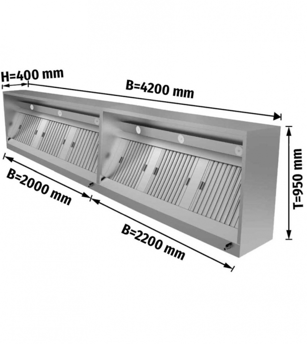 Kastenhaube mit LED Beleuchtung B 420xT 95