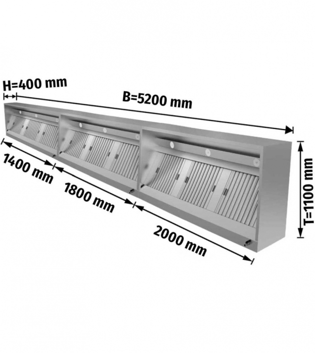 Kastenhaube mit LED Beleuchtung B 520x T 110