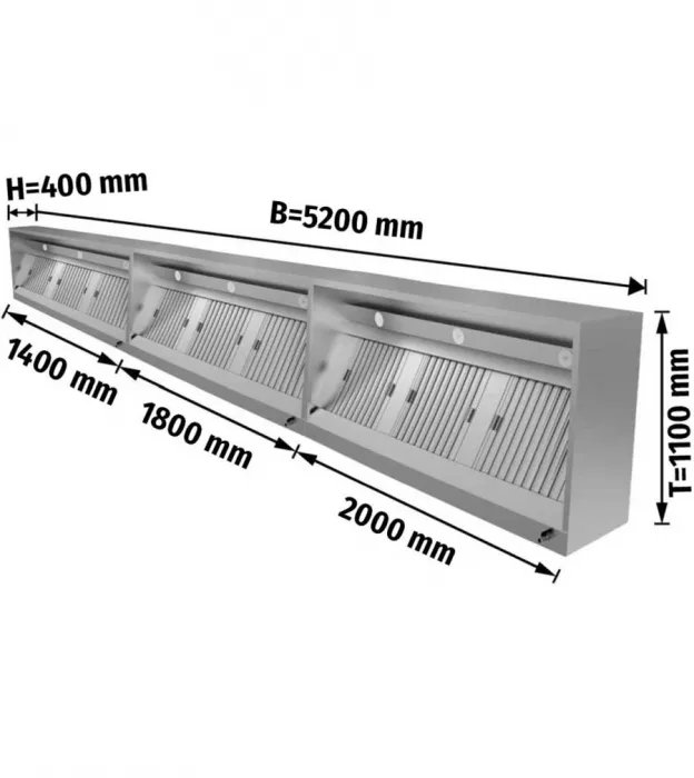 Kastenhaube mit LED Beleuchtung B 520x T 110