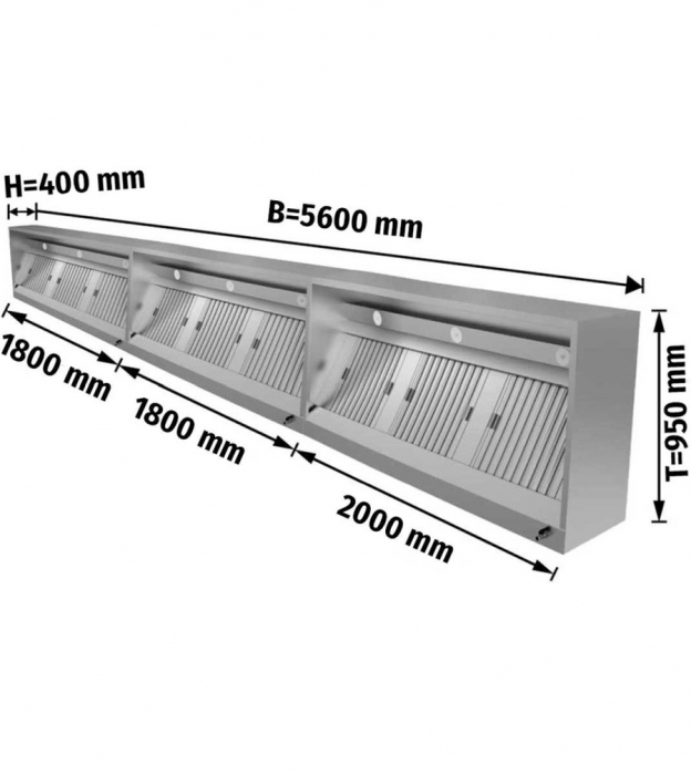 Kastenhaube mit LED Beleuchtung B 560x T 95