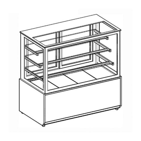 MG Hofmann Kuchenvitrine 100 cm breit | Umluftkühlung | Air Frost | Weiß-Schwarz
