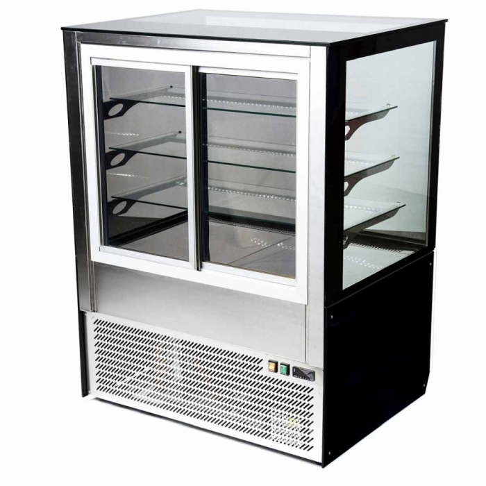 MG Hofmann Kuchenvitrine 125 cm breit | Umluftkühlung | Air Frost | Bordeaux-Schwarz