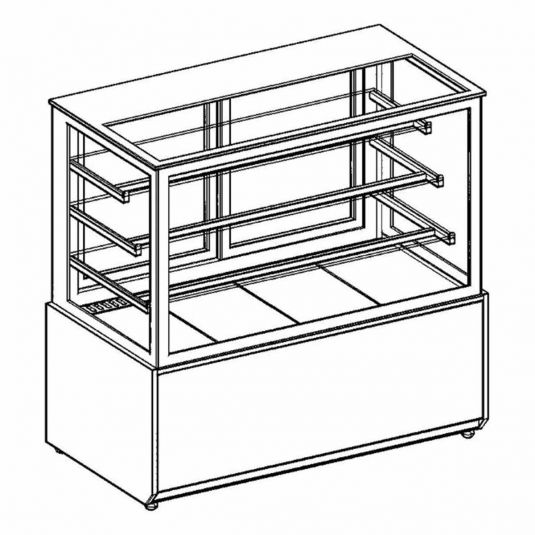 MG Hofmann Kuchenvitrine 125 cm breit | Umluftkühlung | Air Frost | Weiß-Schwarz