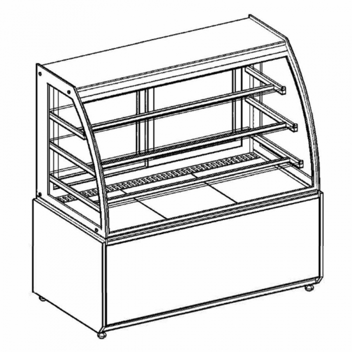 MG Hofmann Kuchenvitrine 130 cm breit | Umluftkühlung | Anti Beschlag Glas | Weiß-Schwarz