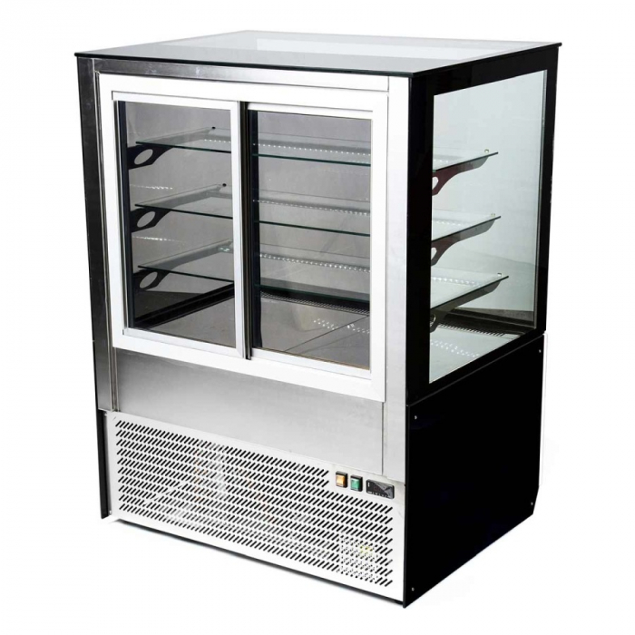 MG Hofmann Kuchenvitrine 150 cm breit | Umluftkühlung | Air Frost | Bordeaux-Schwarz