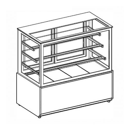 MG Hofmann Kuchenvitrine 150 cm breit | Umluftkühlung | Air Frost | Weiß-Schwarz