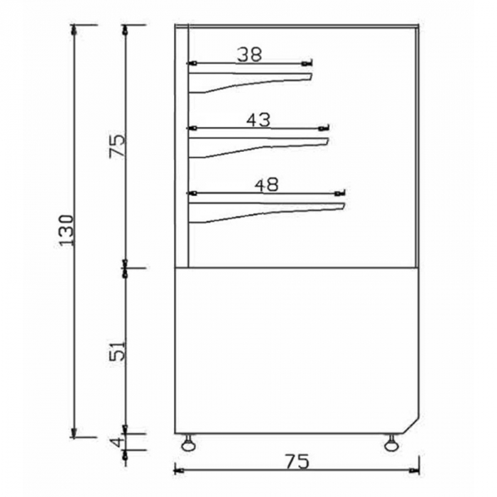 MG Hofmann Kuchenvitrine 150 cm breit | Umluftkühlung | Air Frost | Weiß-Schwarz