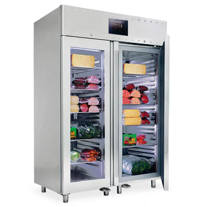 Mastro Edelstahl Kühlschrank 1400 Liter mit 2 Glastüren | WiFi Verbindung