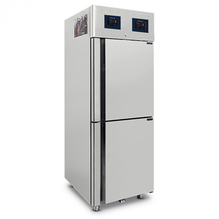 Kühlschrank 350 Liter aus Edelstahl mit 2 Temperaturbereichen GN 2/1 2-8°C 0.5°C WiFi - Gastrohot