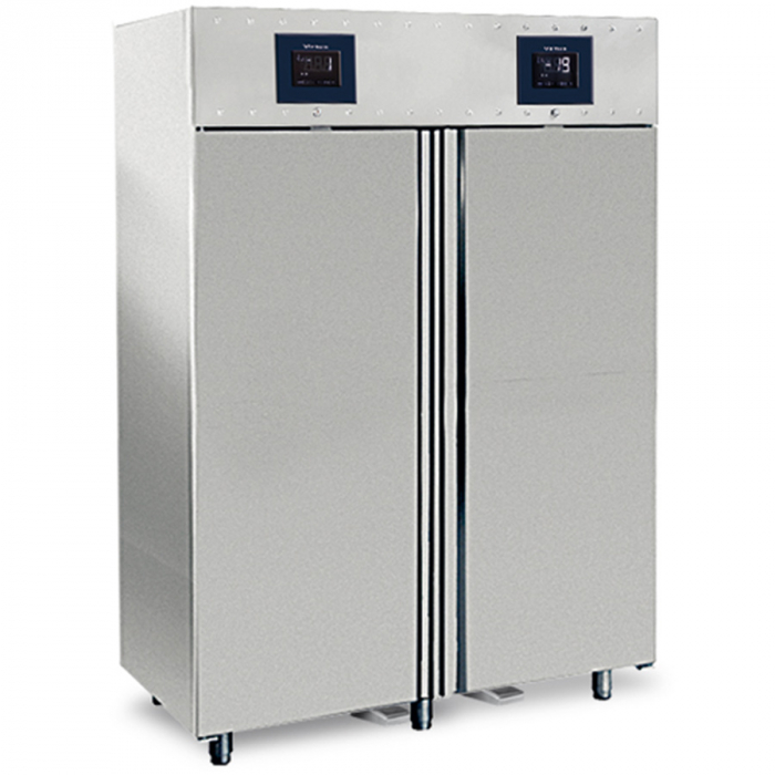 Kühlschrank 700 Liter aus Edelstahl mit 2 Temperaturbereichen GN 2/1 - 2-8°C / 10-22°C - WiFi-fähig