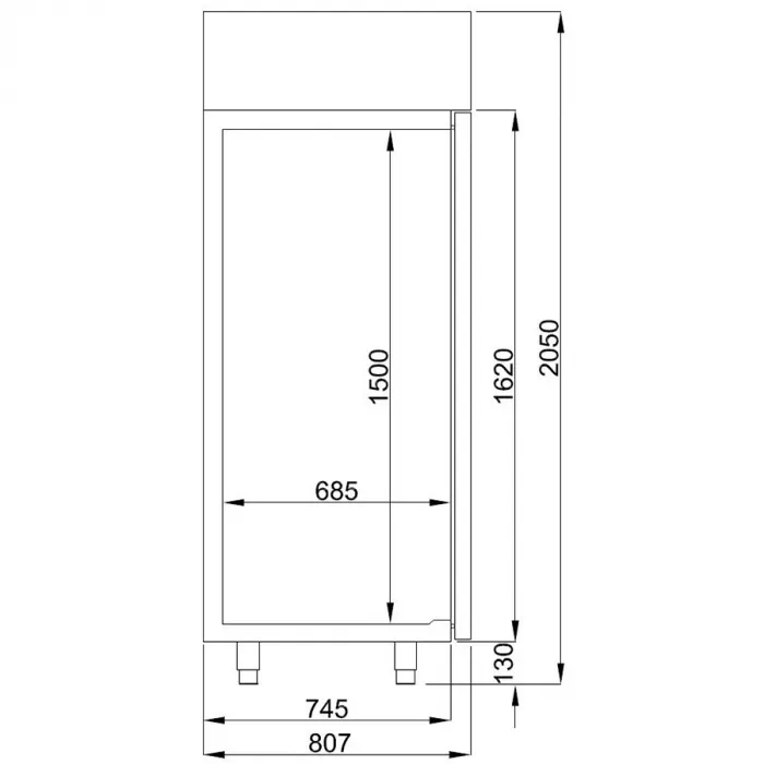 Combisteel Edelstahl Gewerbekühlschrank mit 1 Glastür Mono Block 700 Liter