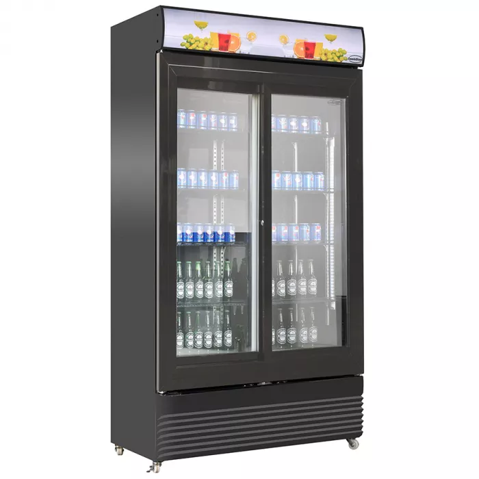 Kühlschrank Mit Schiebeglastüren Schwarz