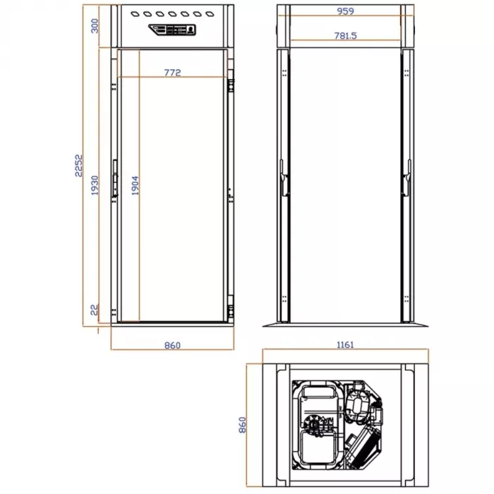 Mastro Edelstahl Durchfahrkühlschrank 1015 Liter mit 1 Tür | Beideseitig Volltür | -2°/+8C
