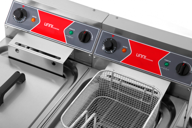 Elektrofritteusen E65CF20 Doppelbecken 2x10L 2x9kW 50-190°C