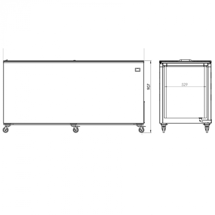Mastro Gefriertruhe 582 Liter mit Glas-Schiebedeckeln | 1772 mm breit | -14°/-24°C