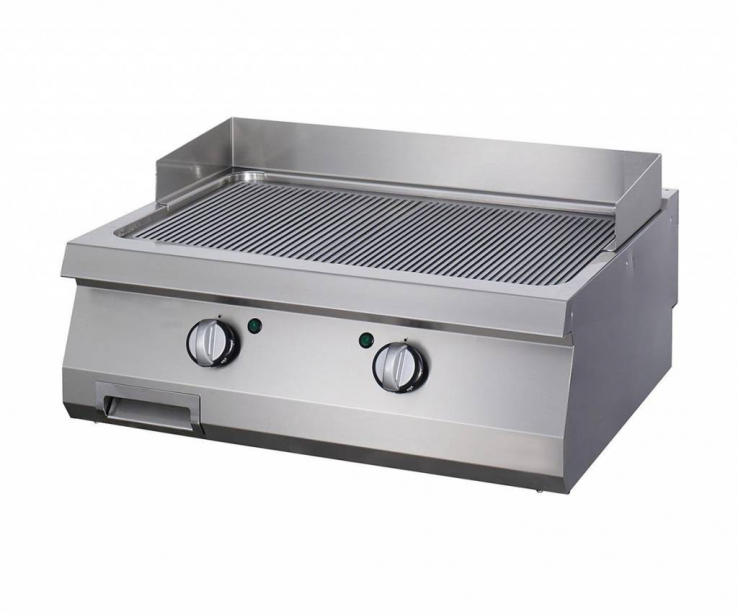 Schwere Pfanne gerilltes Chrom Doppelgerät 70cm tief Gas - Gastrohot