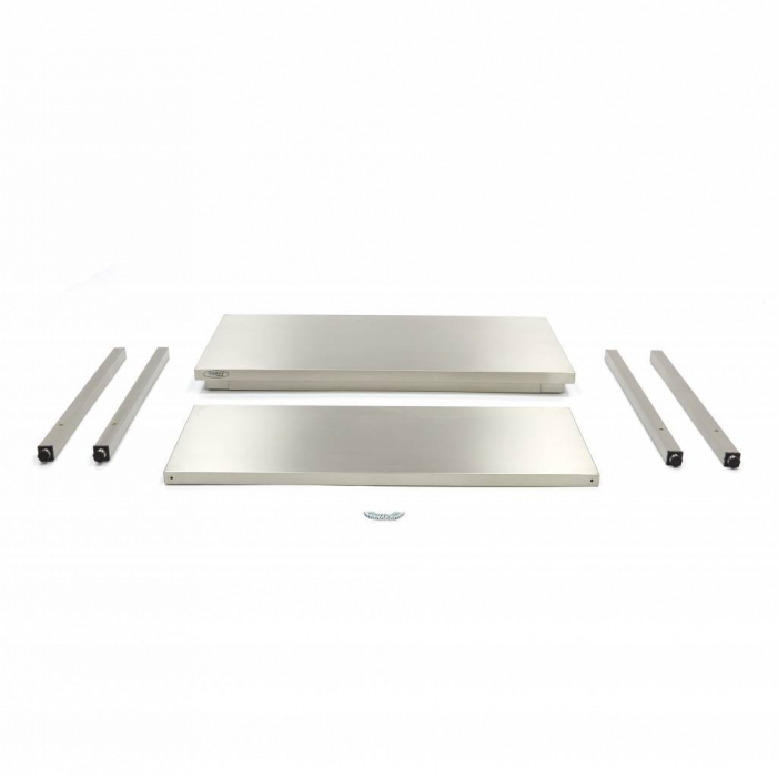Edelstahltisch - 60 x 60 cm - Einstellbare Höhe - mit Lagerregal