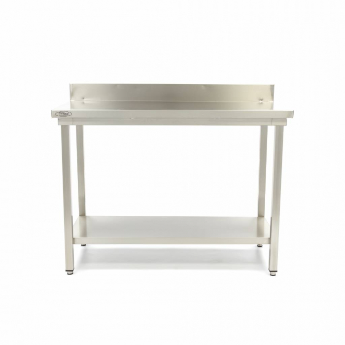 Edelstahltisch 60 x 70cm höhenverstellbar mit Spritzschutz - Robuster Arbeitstisch für die Gastronomie