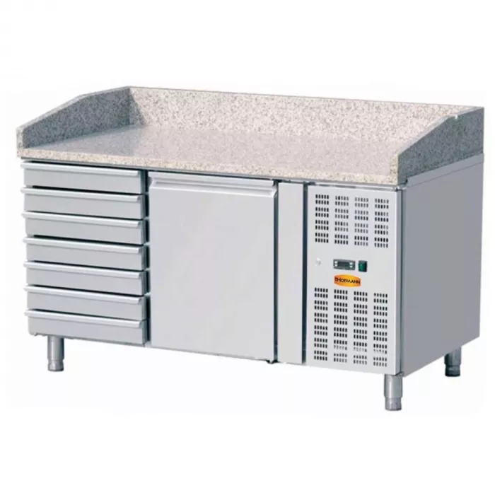 MG Hofmann Pizzakühltisch mit 7 Schubladen | 1 Tür | 390 Liter | Umluftkühlung | B1510 x T800 x H860 mm
