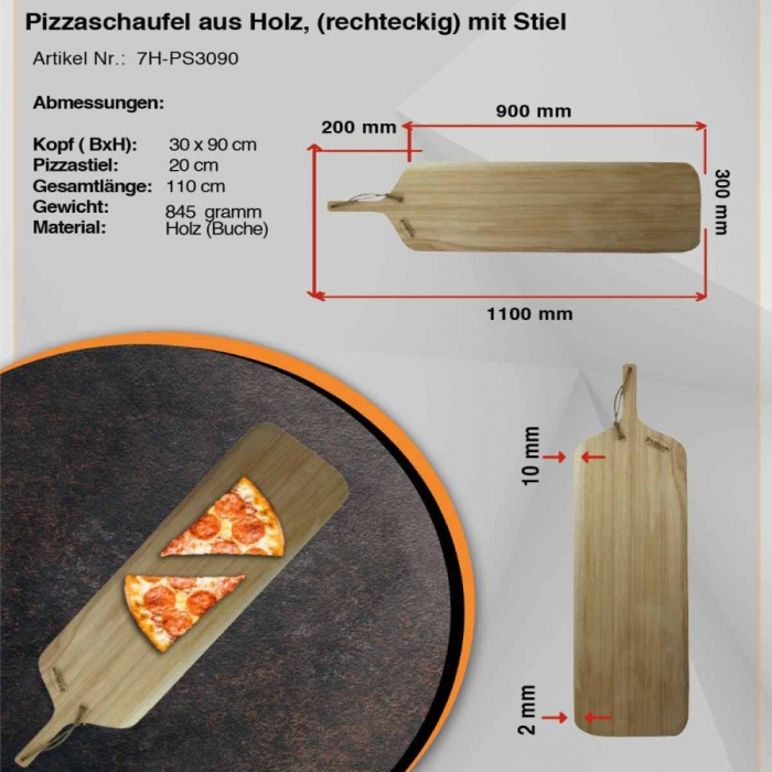 Pizzaschieber Holz 30x90 (BxT in cm)