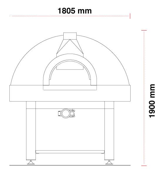 Gas Pizzaofen Pavesi JOY 130GTW | Backfläche rotierend | 10 bis 12 Pizzen | B1805 x T1864 x H1900 mm