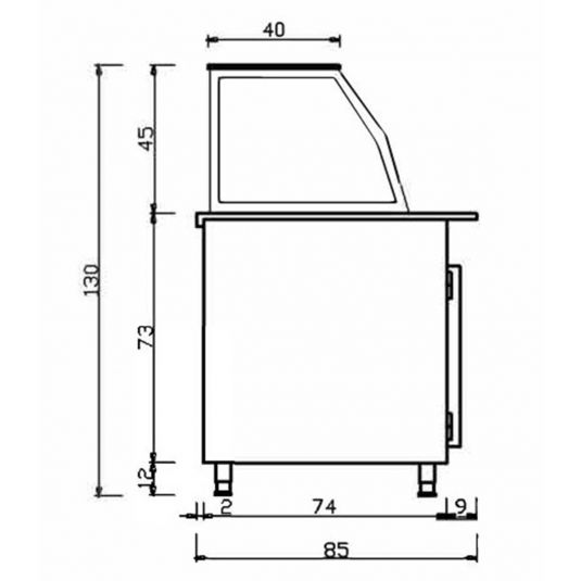 Salattheke (Dönertheke) | 4 x 1/1GN | B1500 x T850 x H1300 mm | Weiß-Schwarz