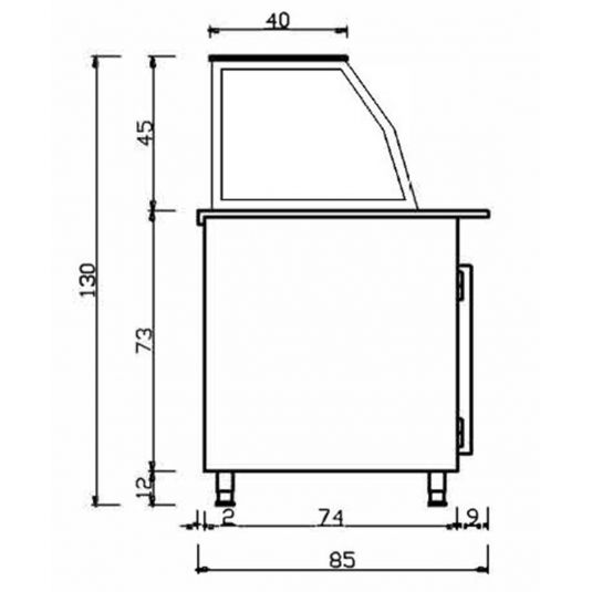 Salattheke (Dönertheke) mit Kassentisch | 4 x 1/1 GN | B2000 xT850 x H1300 mm | Weiß-Schwarz
