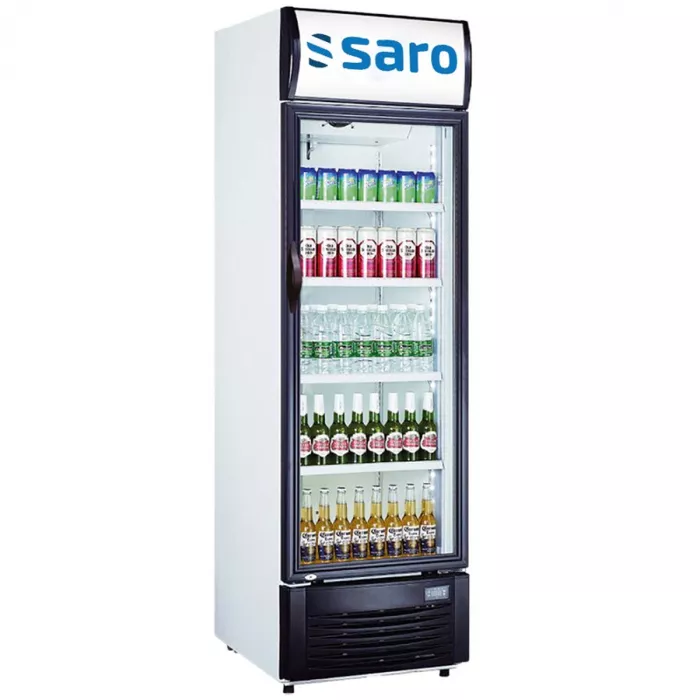 Saro GTK 382 Glastürkühlschrank mit Werbetafel und 1 Glastür | 382 Liter